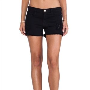 FRAME Denim Le Cutoff Ripped Short in Film Noir